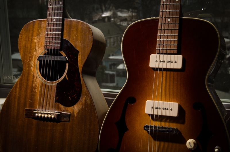 1962 Guild class reunion: original M-20 on the left with my conversion on the right.